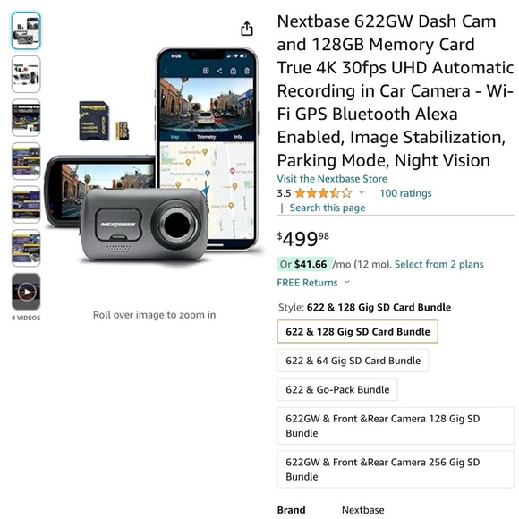 NEW NextBase Dash Cam 4K 622GW + 128GB + extra mount - Picture 4 of 14